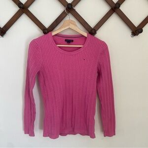 Tommy Hilfiger Pink Cable Knit Sweater Crew Neck Long Sleeve women’s size Medium
